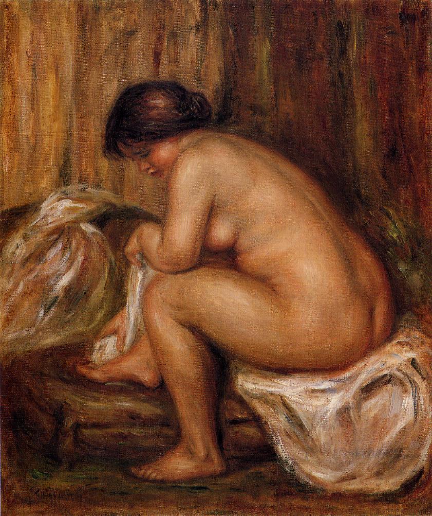 After Bathing - Pierre-Auguste Renoir painting on canvas